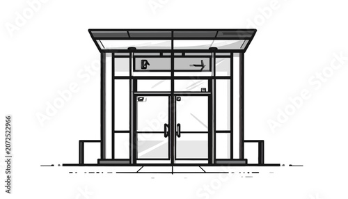 Obraz na płótnie Modern Building Entrance with Double Doors.