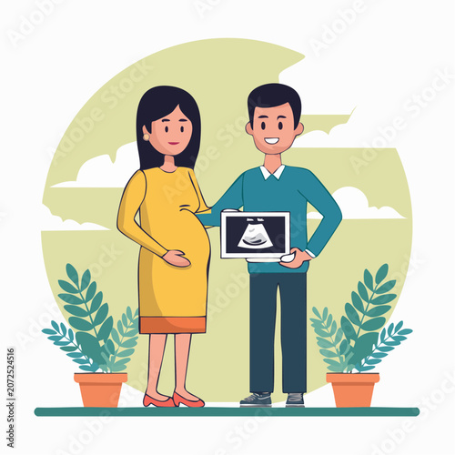 Pregnant Couple Holding Ultrasound Scan