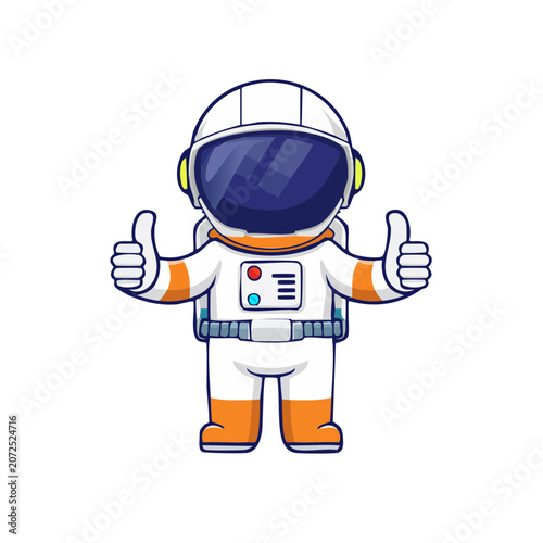 Cartoon astronaut in space suit giving thumbs up