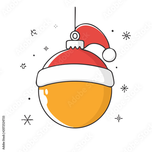 Christmas ornament with Santa hat vector illustration
