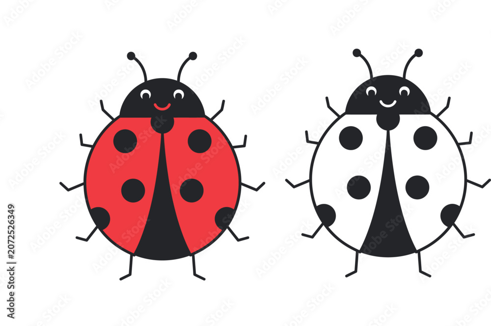Fototapeta premium Cute Cartoon Ladybug Coloring Page