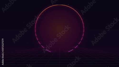 Retro Synthwave Neon Grid Loop for Presentation Background, Website Hero Header, and Motion Design Video