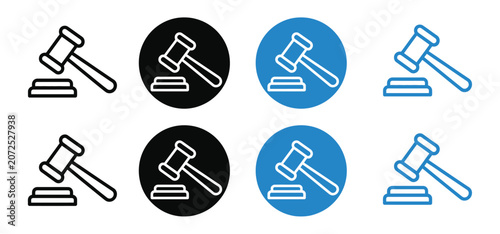 Obraz na płótnie Gavel icon vector, judge gavel sign and auction hammer symbol isolated for law,