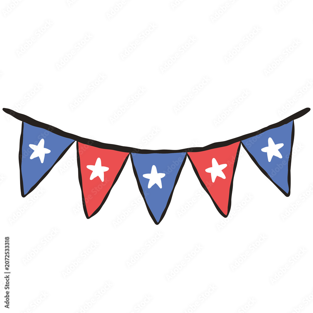 Obraz premium bunting garland illustration. Hand drawn American flag pennant banners