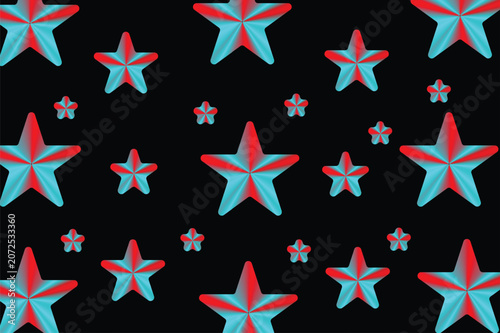Принти на полотні Anaglyph star pattern on black background