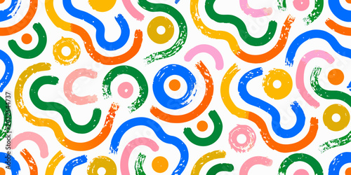 Slika na platnu Colorful wavy pattern vector illustration with repeating abstract shapes