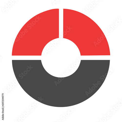 Red and black split circle icon