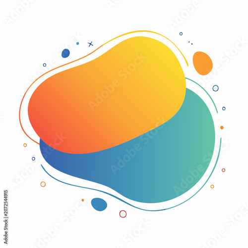 Abstract fluid shape with orange and blue gradient