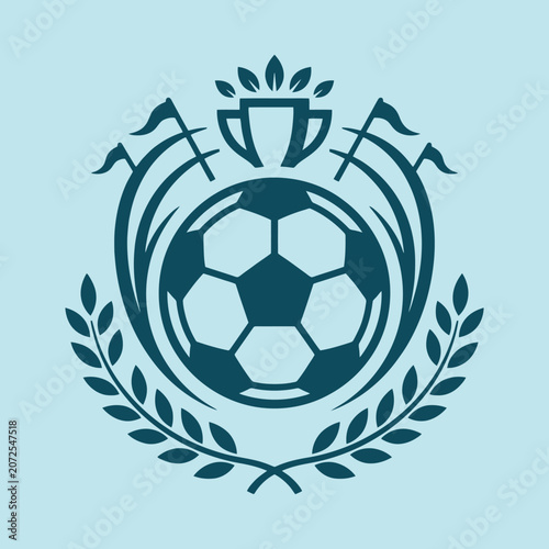 A professional soccer emblem featuring a trophy and laurel leaves