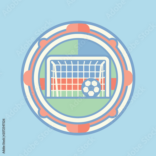 A flat vector illustration of a soccer ball and goal post