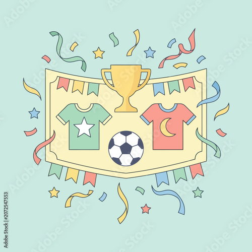 Cute vector illustration of soccer championship celebration