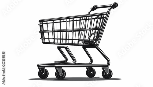 Shopping cart on wheels isolated.