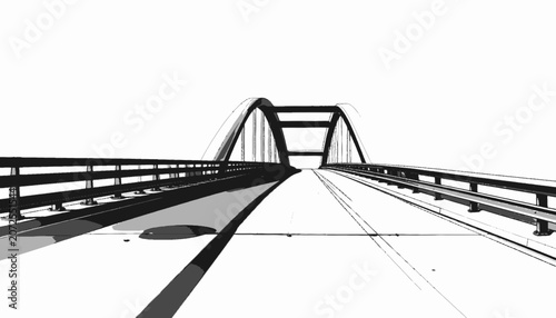 Steel truss bridge road structure.