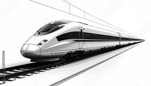 High Speed Train on Railway Tracks.