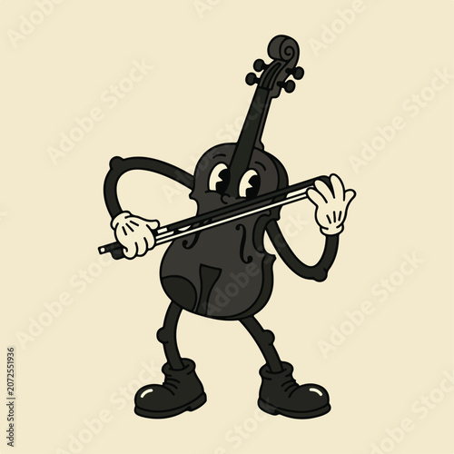 Cello Cartoon Playing Music Instrument.