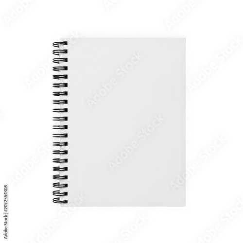 Blank spiral notebook with white paper pages for notes and daily writing tasks isolated on transparent background , PNG