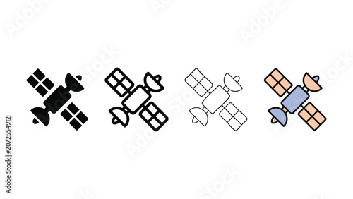 Satellite icon evolution set editable vector