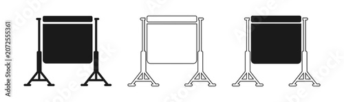 Three variations of black and white retractable banner stands ideal for events and marketing displays