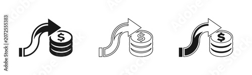 Financial growth illustration stack of coins with upward arrow symbolizing investment returns and economic progress