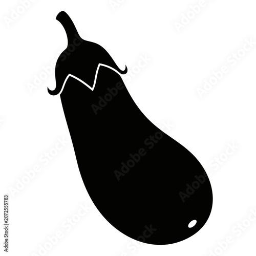 Minimalist silhouette of an eggplant with abstract natural curves representing simplicity and elegance in botanical design