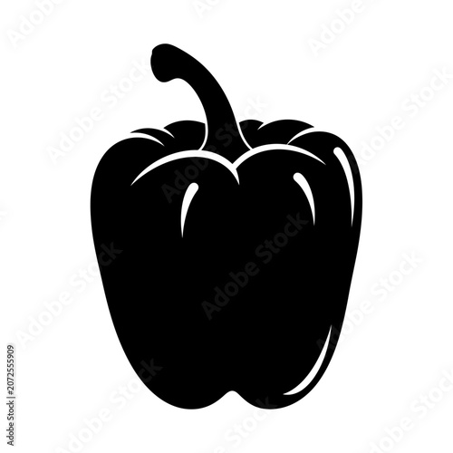 Silhouette of a bell pepper emphasizing bold shape and minimalistic design style suitable for culinary or health-related themes