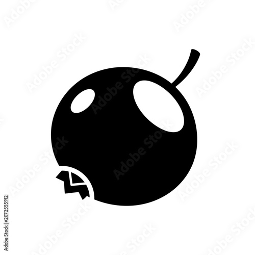 Abstract black and white graphic of a stylized bomb with a minimalistic design and dynamic shape emphasizing visual simplicity