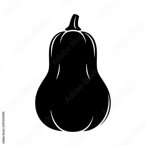 Minimalist Black and White Silhouette of a Pumpkin with Smooth Curves and Elegant Shape for Autumn or Halloween Decorations