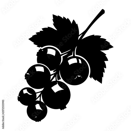 Stylized silhouette of a cherry cluster with detailed leaves highlighting natural fruit composition in a minimalistic monochrome