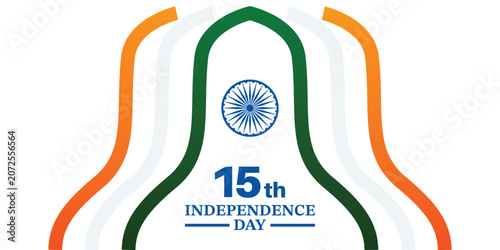 Indian Independence Day Celebration Banner with Tricolor Theme and Ashoka Chakra