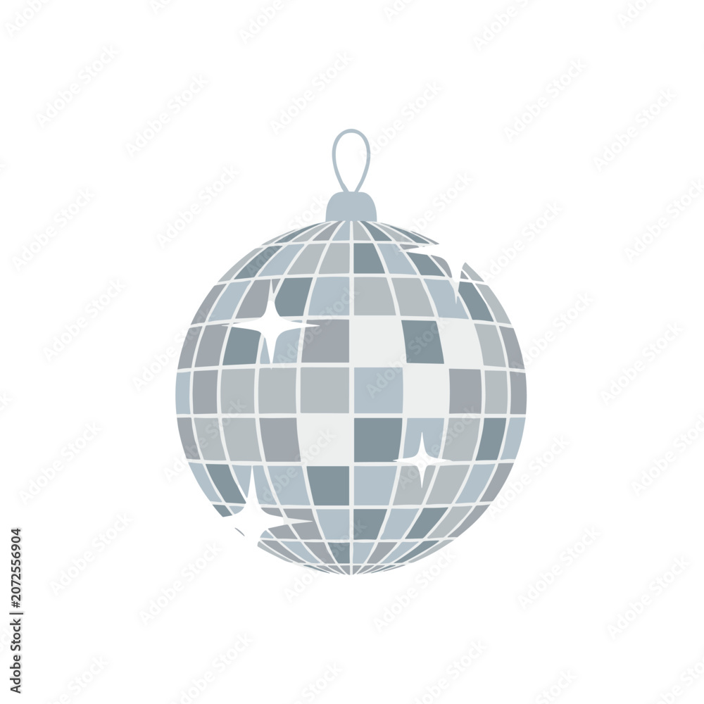 Fototapeta premium Glittering mirror disco ball with shining light effects