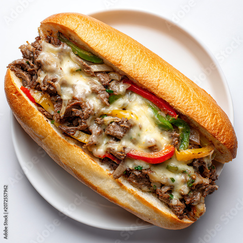 Cheesesteak Sandwich on a Plate