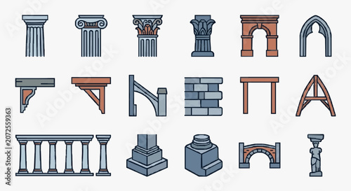 Foto Sleek Collection of Minimalist Architectural Elements Columns Arches and Structu
