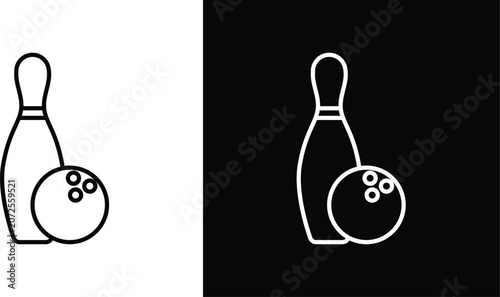 Obraz na plátně Bowling icons in black and white colors