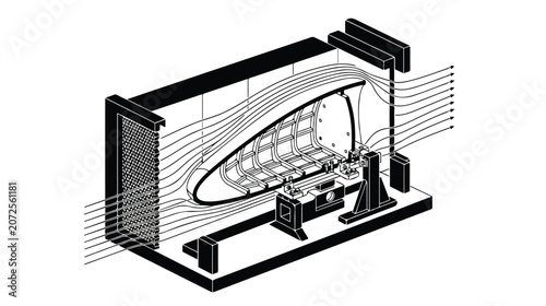 Wind tunnel testing facility model.