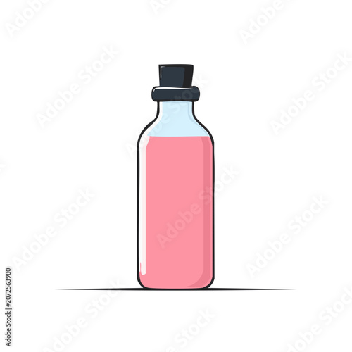 Pink plastic bottle with cap vector illustration