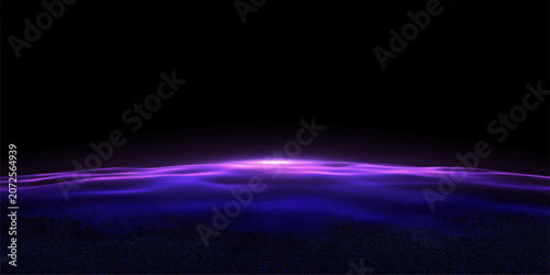 Slika na platnu An abstract, ethereal depiction of luminous purple energy waves pulsing across a dark, mysterious surface, hinting at cosmic phenomena or unseen forces
