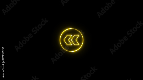 Abstract glowing neon arrow on the black background.