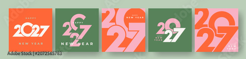 Konstfotografi Set of 2027 Happy New Year logo text design