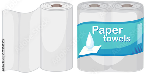 Paper Towel Rolls with Packaging Vector Illustration