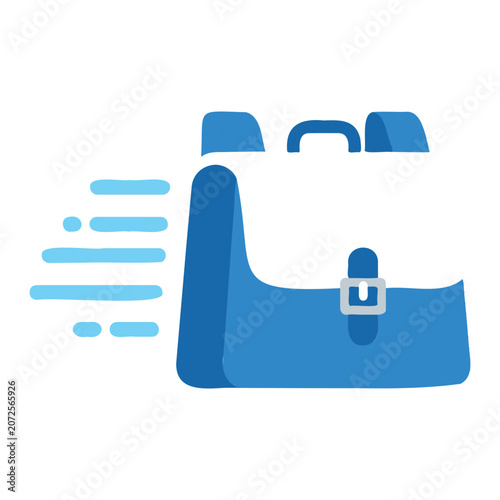 Blue briefcase with a modern design and a handle, symbolizing business and professionalism.