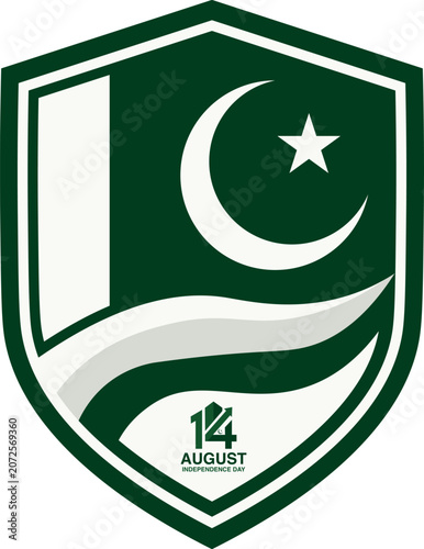 Pakistan Independence Day Shield Badge Design