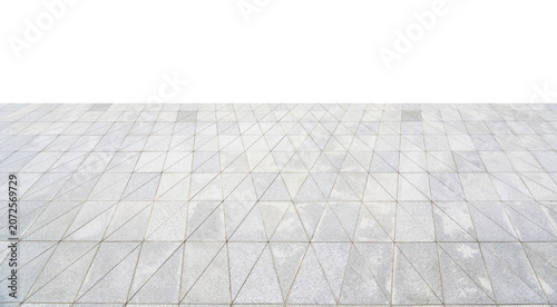 Fototapeta Empty outdoor tiled floor with geometric triangular pattern