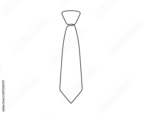 Continuous line drawing of a necktie isolated on transparent background
