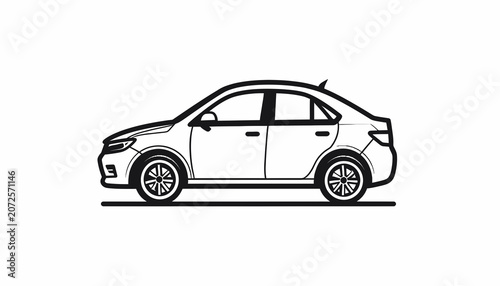 Foto Side View of a Sedan Car.