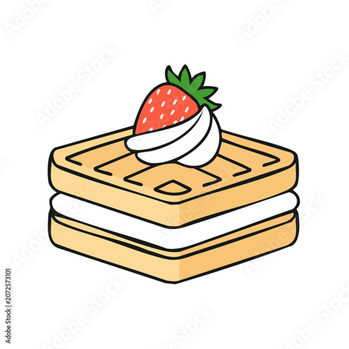 Flat illustration of a strawberry in a basket