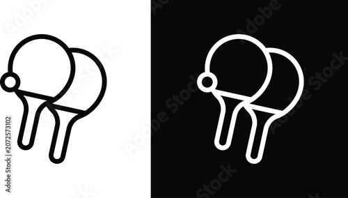Ping pong icons in black and white colors