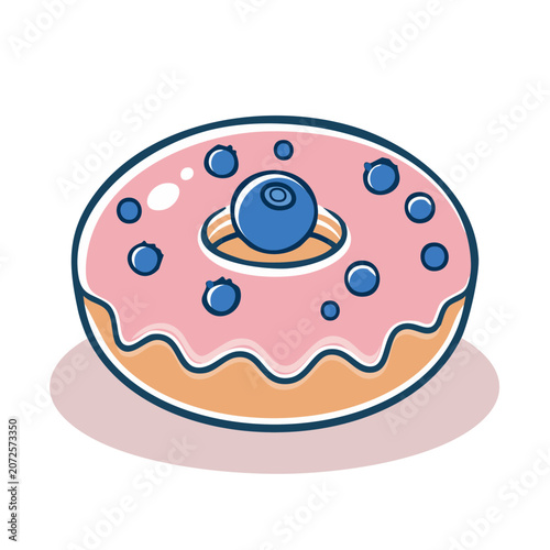 Pink Donut with Blueberry Frosting and Sprinkles