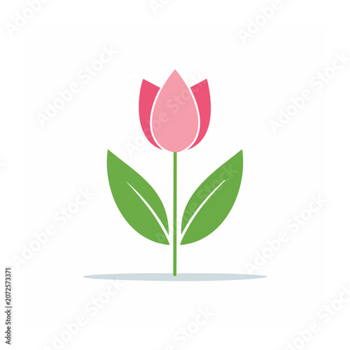 Pink tulip flower icon in flat design