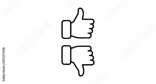 Fényképezés Thumbs up and down icons approval and disapproval symbols