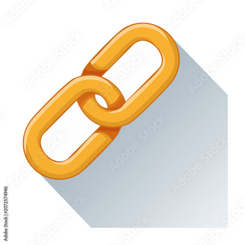 Orange chain link icon on transparent background